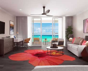 Oceanfront King Room salutes the Caribbean Sea Photo Credit O2 Beach Club & Spa