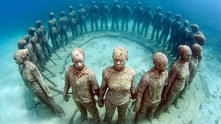 Life-sized figures are the signature sights at the Underwater Sculpture Park Photo Credit TravelAgeWest